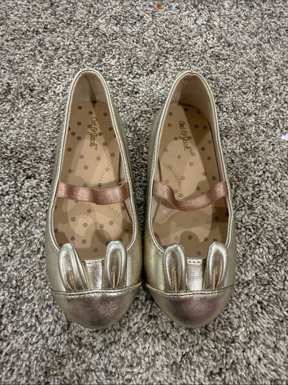Cat & Jack Girls' Metallic Gold Bunny Ear Ballet Flats